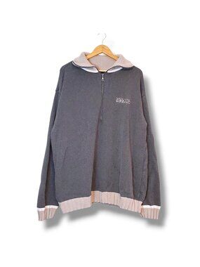 Y2K Marithe Francois Girbaud Half Zip Knit Sweater Gray Size 2XL